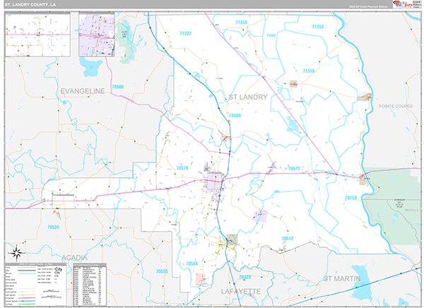St. Landry County, LA Wall Map